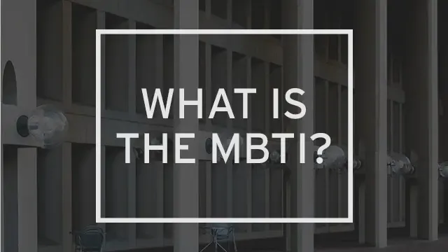 Exterior light fixtures with the "What is the MBTI?" written over it.
